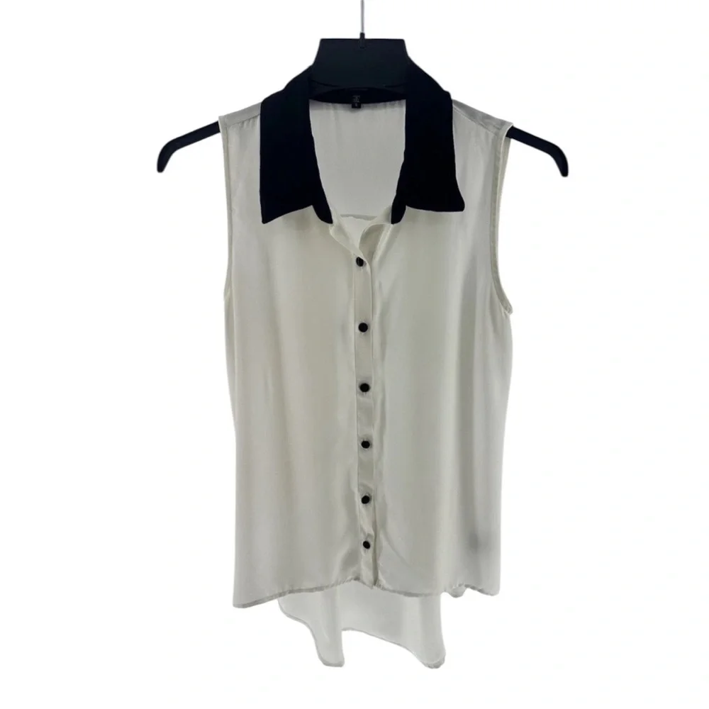 Monteau  Black & White Tie Blouse Size‎ S